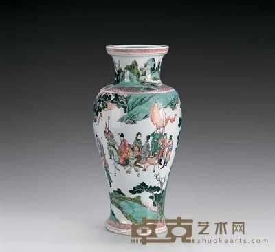 清康熙 五彩仕女图故事瓶 14.5×43cm